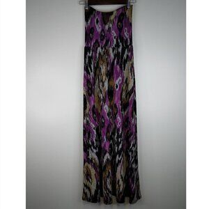Bisou Bisou Multicolor Fold Over Waist Maxi Skirt Size XS